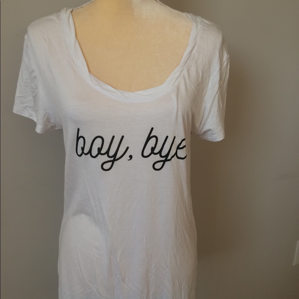 Knit Riot White T-shirt ‘Boy Bye’